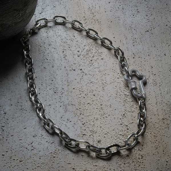 Silver Zirkon Kilitli Kolye